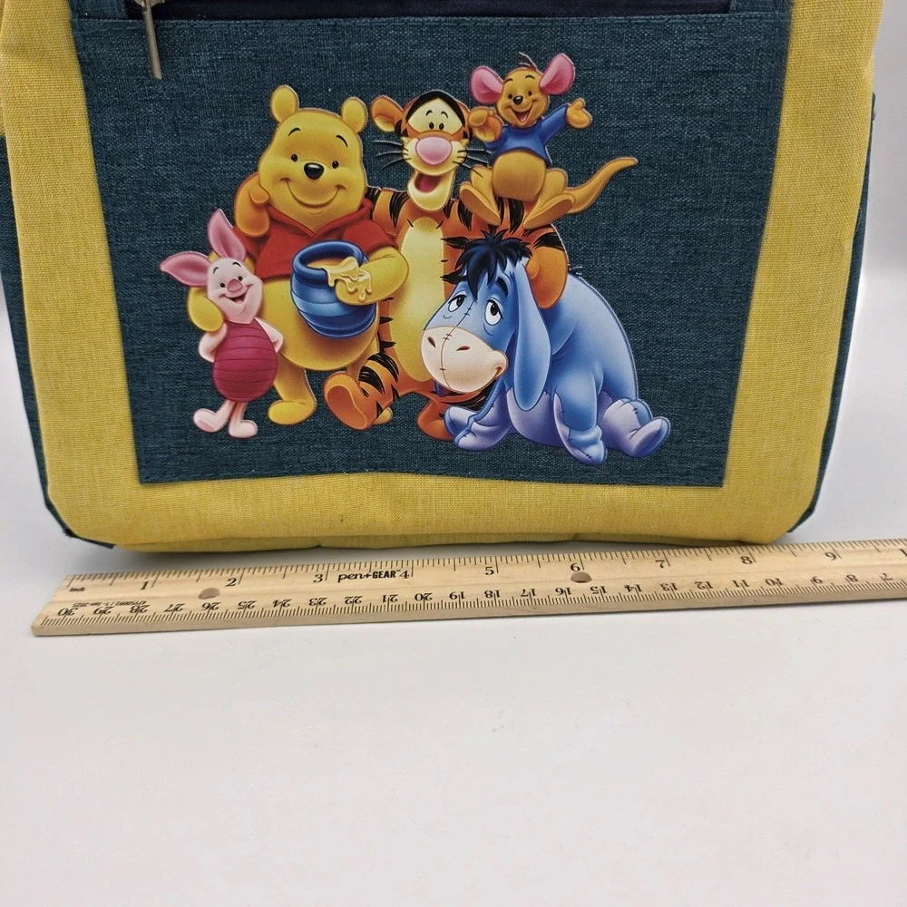 Disney Winnie The Pooh Lunch Bag Thermal Lining Zipper Handles Yellow Green